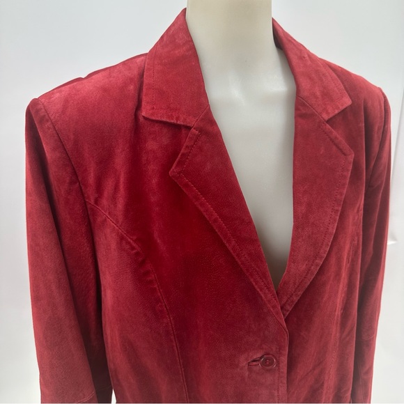 Vintage 90s St. John's Bay Women's Suede Leather Blazer Jacket Rust Size Large - Picture 3 of 10